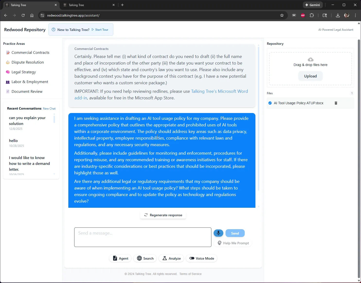 Detailed request submitted covering policy scope and requirements