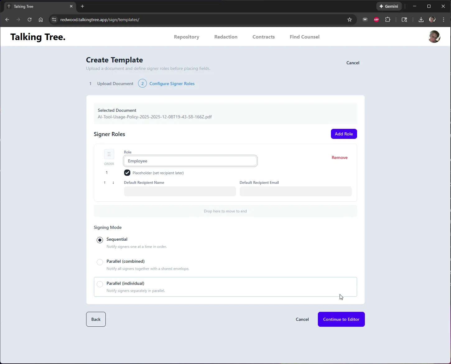 Open the field placement editor for the document