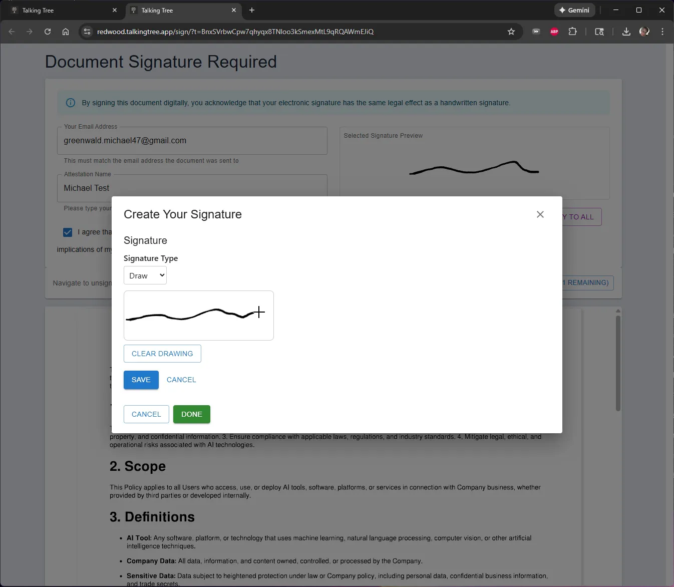 Opening the signature editor