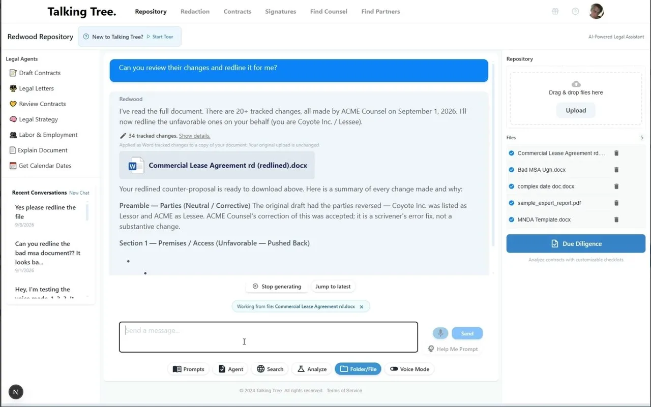 Downloading the completed Word document with tracked changes
