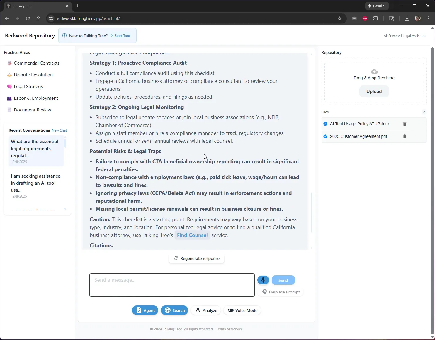 Citations list and export options
