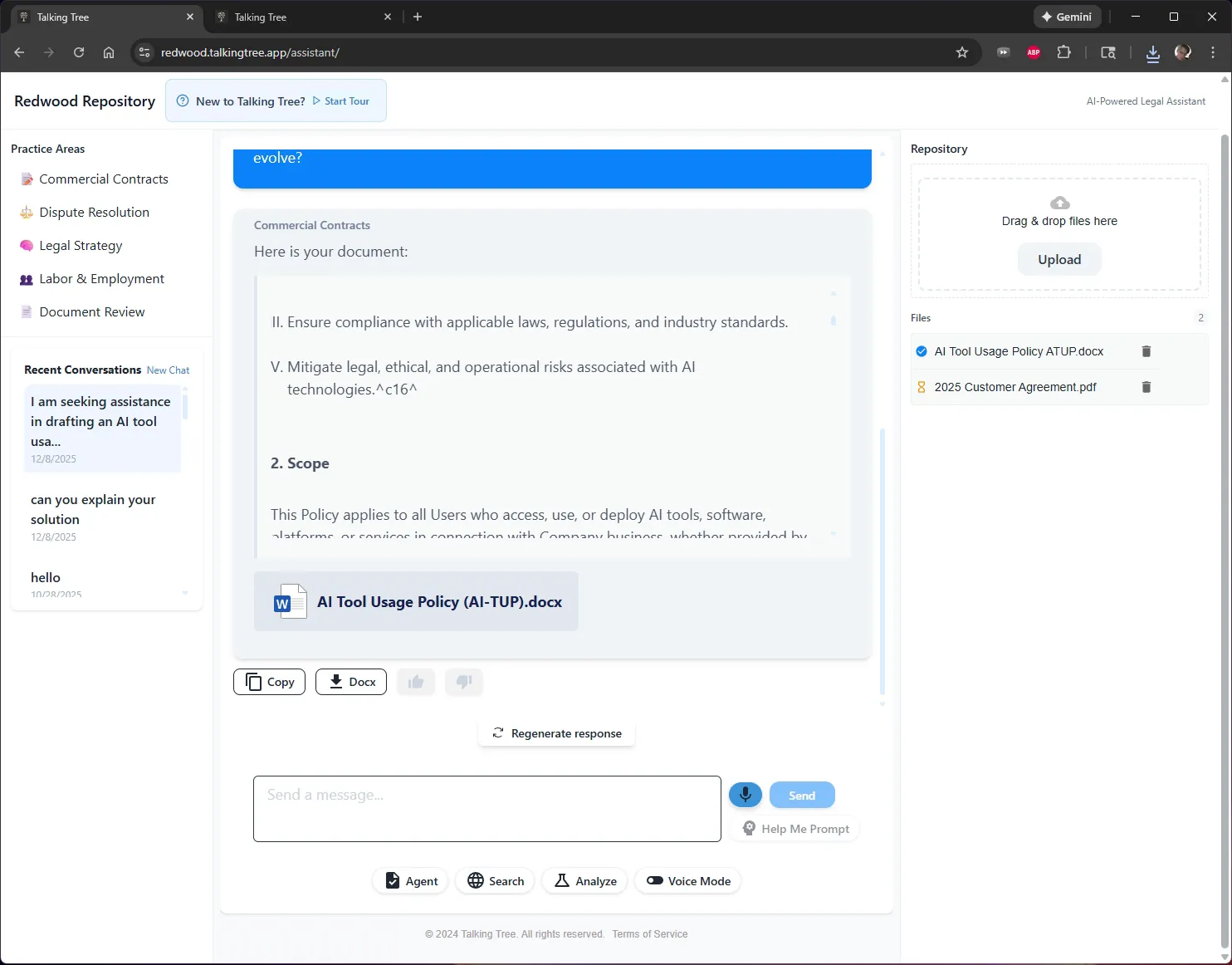 Uploaded file listed in the Repository Files panel