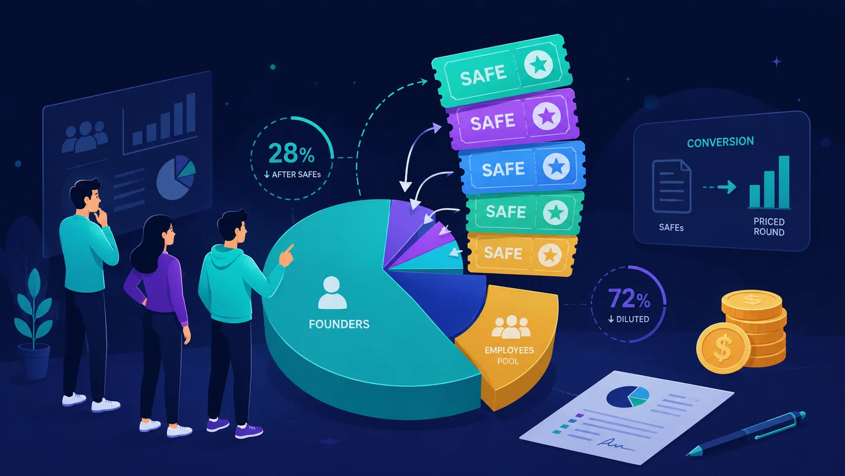 SAFE Note Dilution: How Valuation Caps and Discounts Actually Hit Your Cap Table